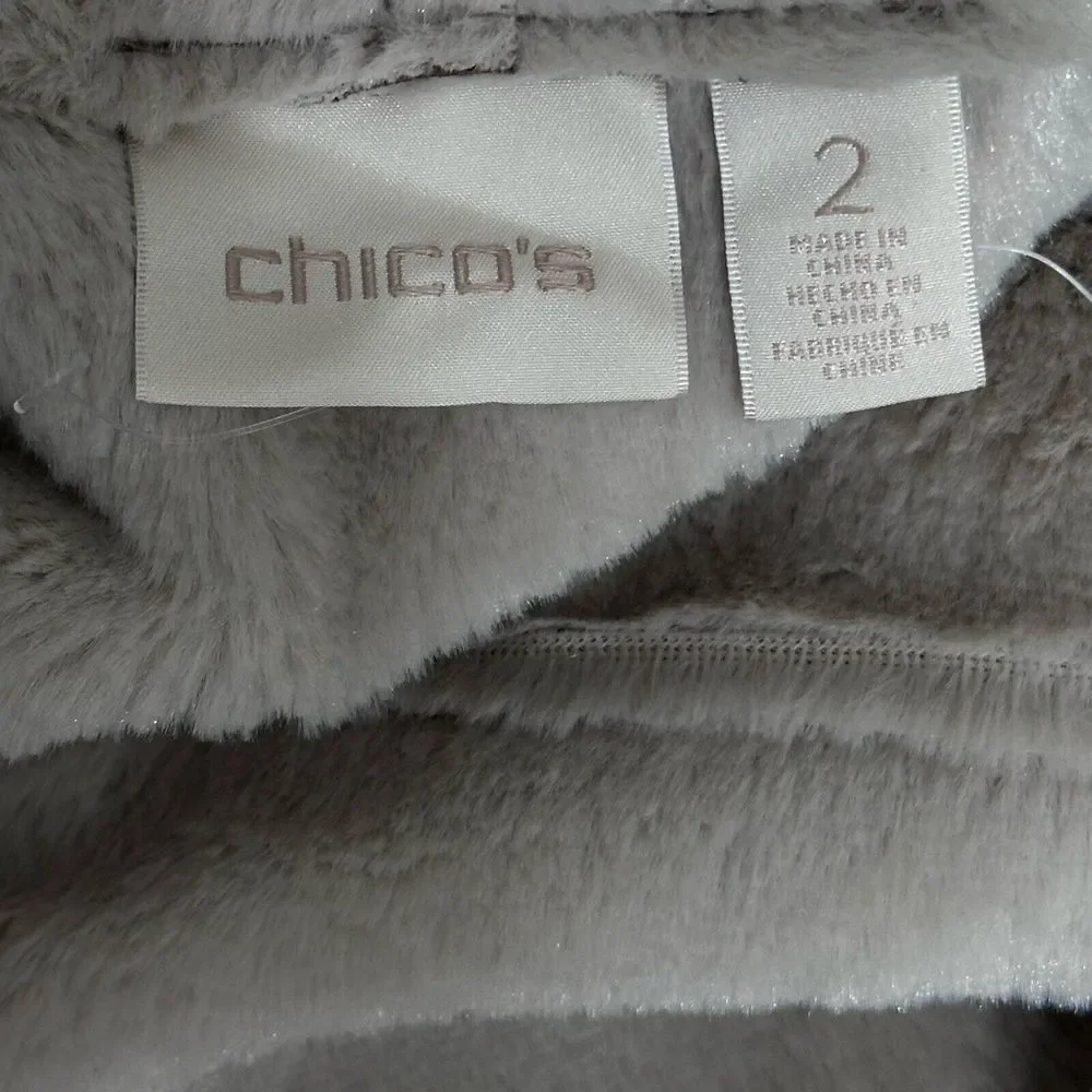 Chicos‎ Vest Medium (2) Suede & Faux Fur Vest Brown Cream NWT